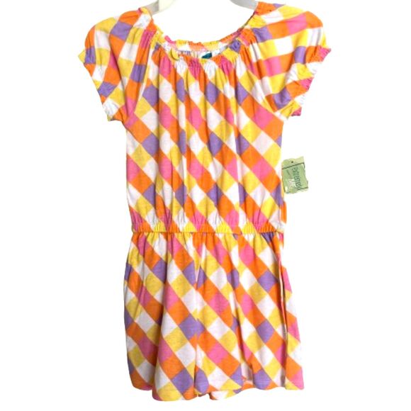 Extremely Me Girl's Size 7/8 Bright Colorful Plaid Side Pockets Romper - Picture 1 of 5